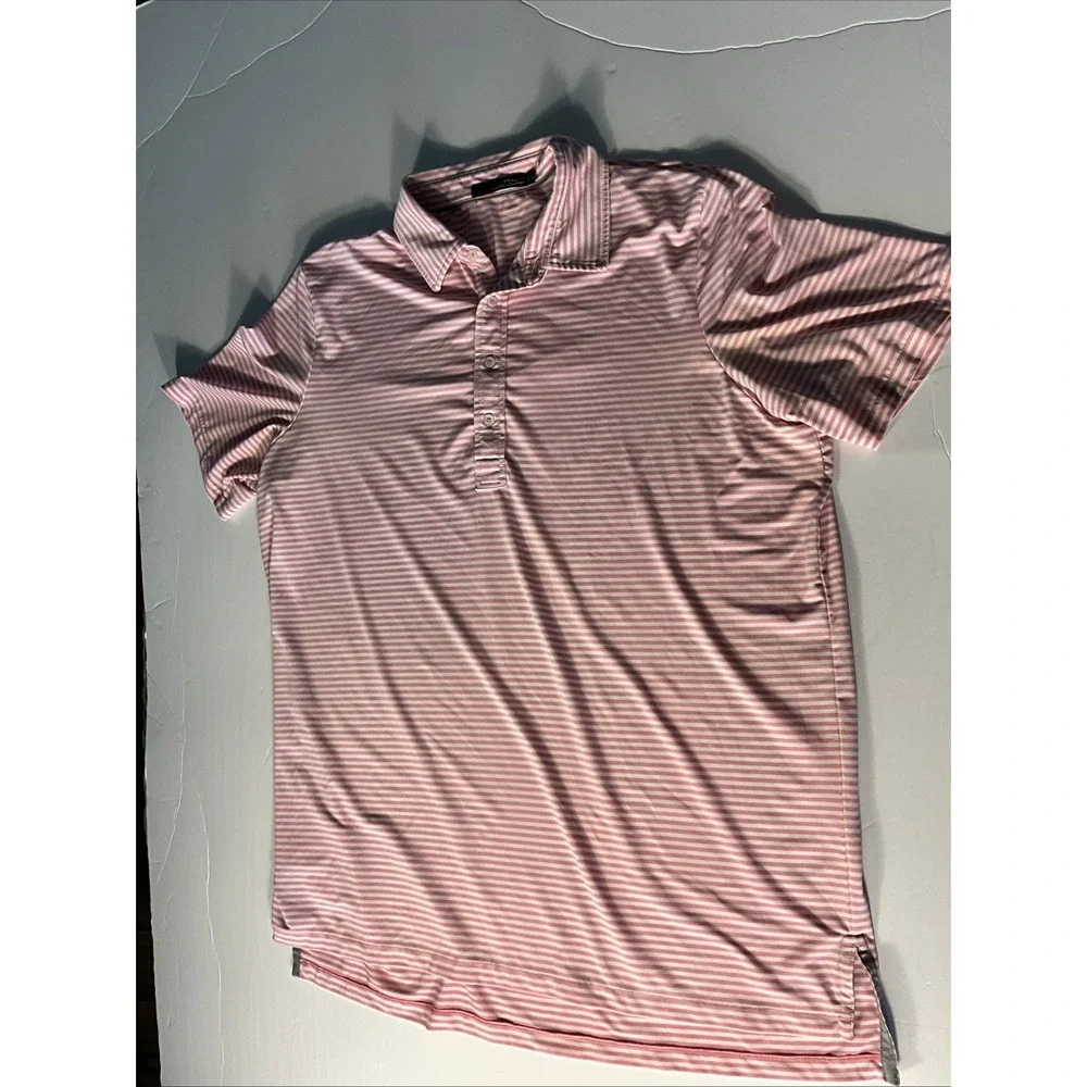 RLX Ralph Lauren Pink and White Stripe Collared Shirt Men's XL Golf Activewear